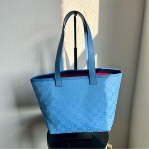 NEW Reversible Blue Gucci Totissima Small Tote Bag *RARE*
